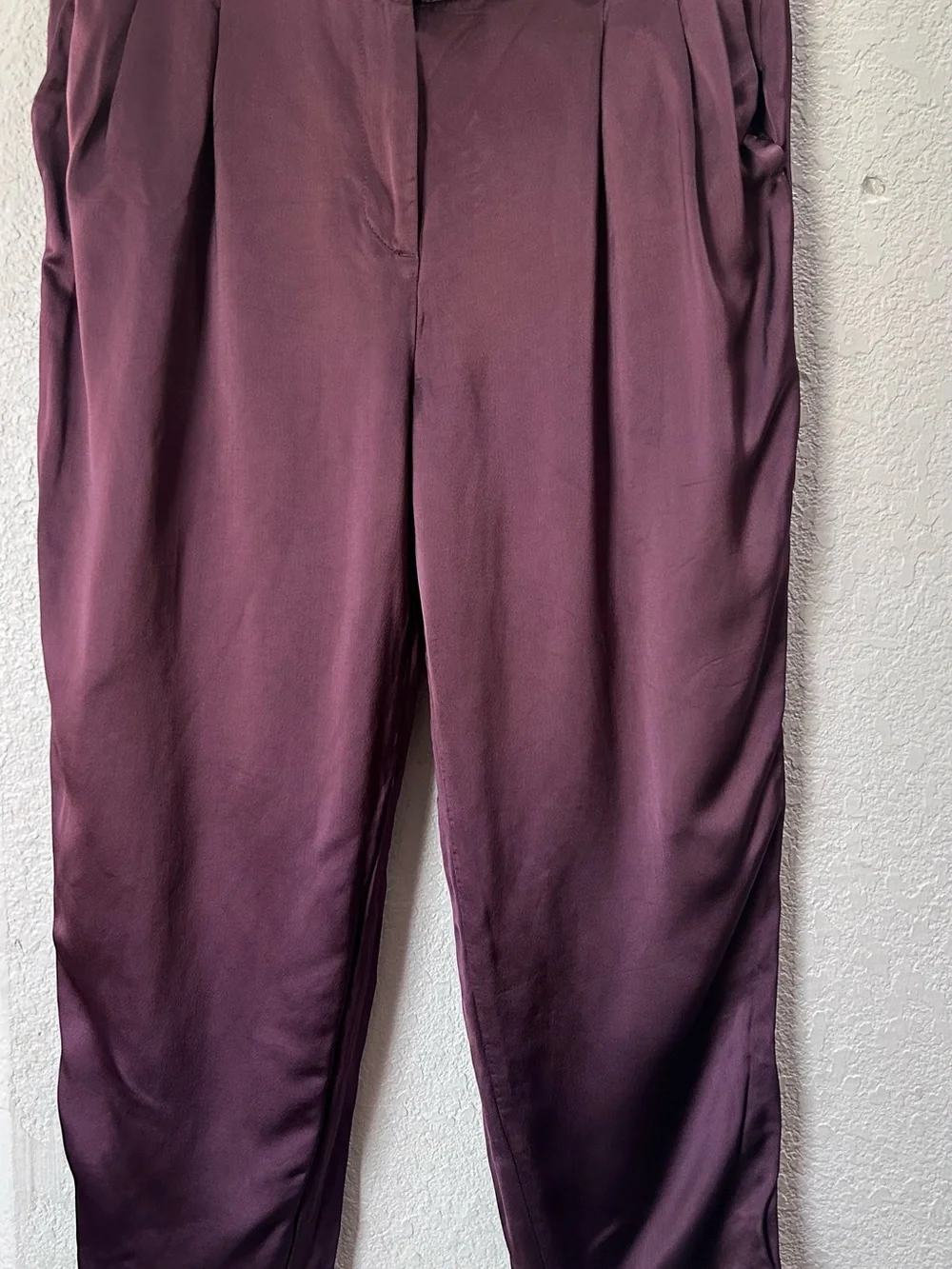 Women’s Pleated Dress Pants in Deep Plum